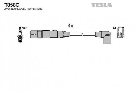 Провода зажигания, комплект TESLA T856C (фото 1)