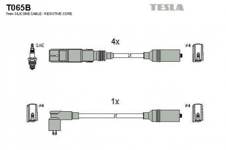 Кабель запалювання к-кт VW Passat 94-96,Polo Classic 95-01 1,6 AFT TESLA T065B (фото 1)