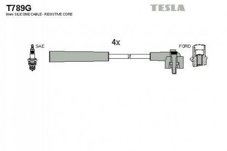 Провода зажигания, комплект TESLA T789G (фото 1)