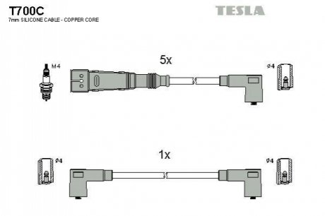 Провода зажигания, комплект TESLA T700C