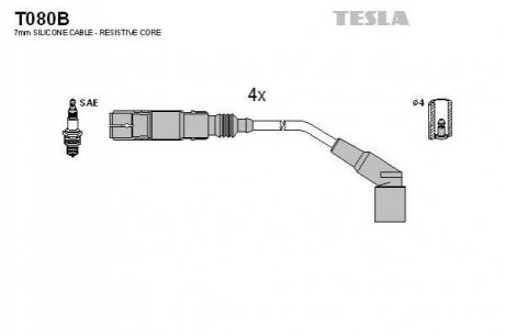 Провода зажигания, комплект TESLA T080B