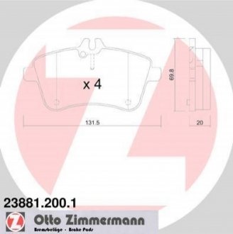 Комплект тормозных колодок ZIMMERMANN 23881.200.1