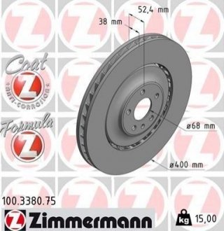 Тормозной диск ZIMMERMANN 100338075