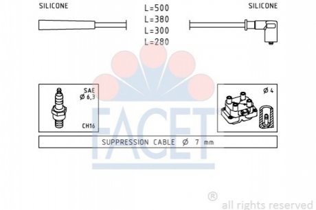 Провода высоковольтные Renault Logan i 1.4 (04-), Sandero/Stepway i 1.4 (09-) FACET 4.7252 (фото 1)