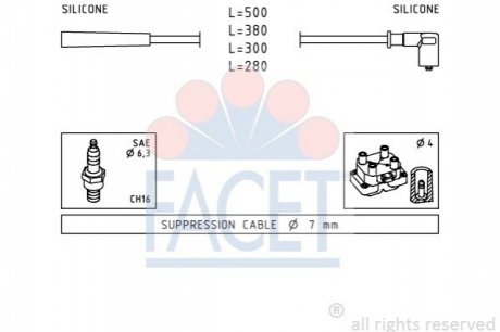 Комплект дротів запалення FACET 4.7252