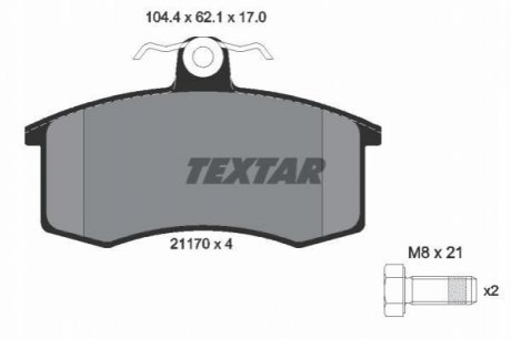 Колодки тормозные, комплект TEXTAR 2117002