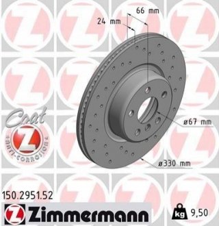 Тормозной диск ZIMMERMANN 150295152