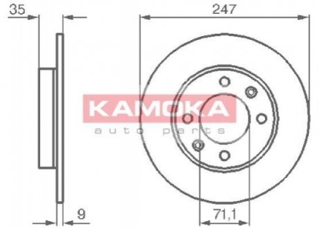 Тормозной диск задний KAMOKA 1032356 (фото 1)