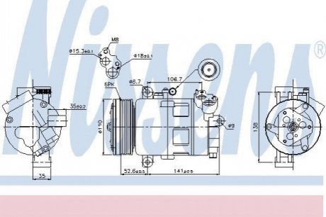 Компрессор BMW 3 E46(98-)316 i(+)[OE 64509182795] NISSENS 89307