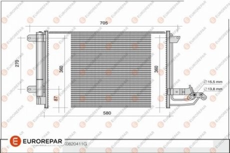 РАДІАТОР КОНДИЦІОНЕРА EUROREPAR 1609634880