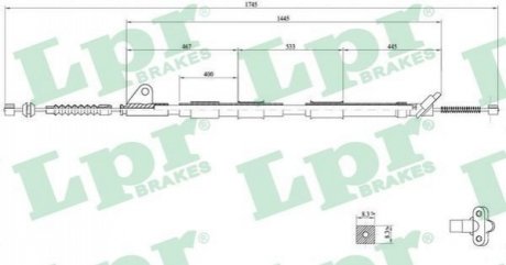 Трос ручного гальма LPR C0858B