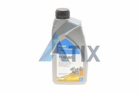 Трансмиссионное масло Gear Oil 5 GL-5 75W-80 полусинтетическое 1 л Delphi 28344397 (фото 1)