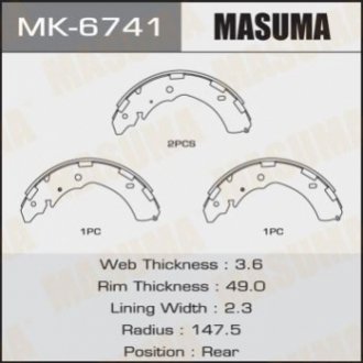 Колодка тормозная барабанная MASUMA MK-6741