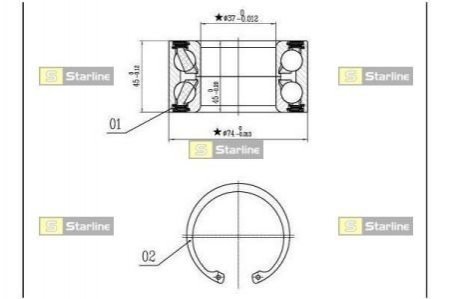 Подшипник ступицы колеса, к-кт. STARLINE LO 01318 (фото 1)