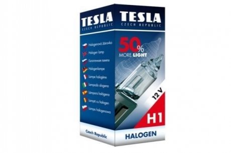 Лампа галогенна H1 12V 55W P14,5s +50% Premium TESLA B30101