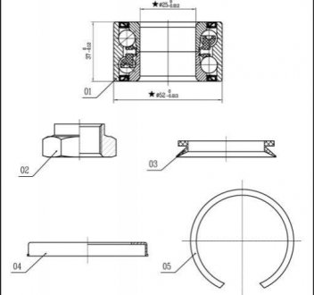 Подшипник ступицы колеса, к-кт. STARLINE LO 03556