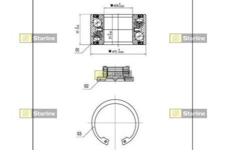 Подшипник ступицы колеса, к-кт. STARLINE LO 03530