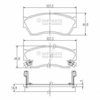 КОЛОДКИ ТОРМОЗНЫЕ ДИСКОВЫЕ КОМПЛЕКТ HONDA ACCORD 1.6 81-84,CIVIC 1.2,1.3,1.5 84-87 NIPPARTS J3608005 (фото 1)