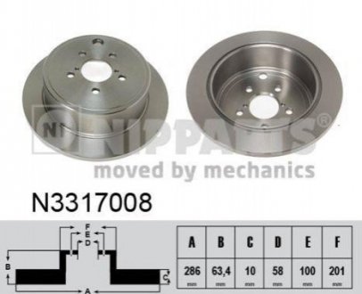 Диск тормозной задний 286mm NIPPARTS N3317008