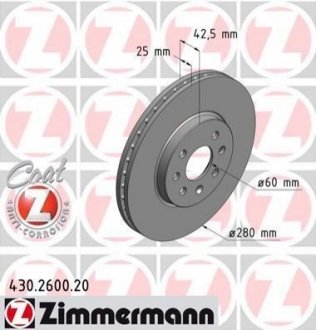 Тормозной диск ZIMMERMANN 430.2600.20 (фото 1)
