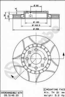 Тормозной диск BREMBO 09514876 (фото 1)