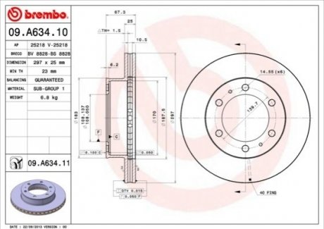 Диск тормозной передний TOYOTA BREMBO 09.A634.10