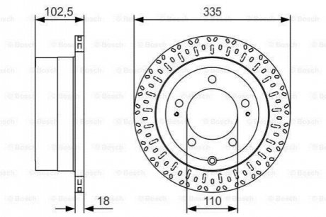 Диск гальмівний TOYOTA Land Cruiser J6/J7/J10 \'\'R \'\'98-07 PR2 BOSCH 0 986 479 U32