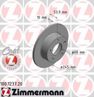 Диск гальмівний Coat Z ZIMMERMANN 100.1237.20 (фото 1)