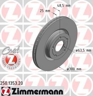 Диск гальмівний ZIMMERMANN 250 1353 20