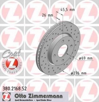 Диск гальмівний ZIMMERMANN 380 2168 52