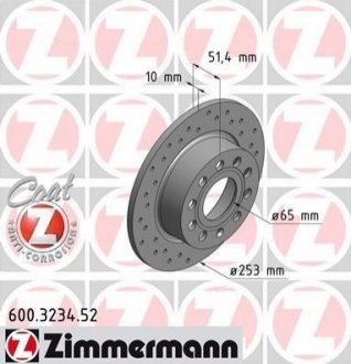 Тормозной диск ZIMMERMANN 600 3234 52 (фото 1)