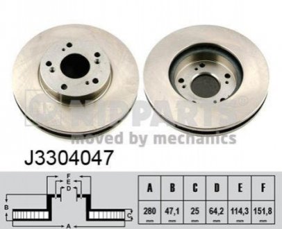 Диск тормозной HONDA ACCORD VIII 03-08 F NIPPARTS J3304047 (фото 1)