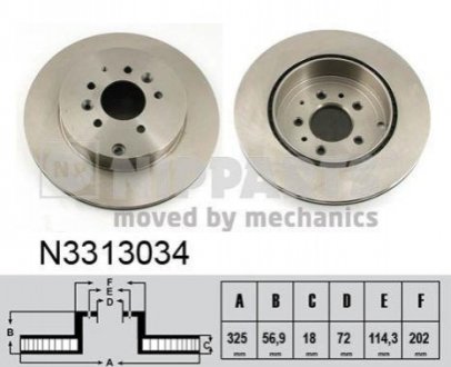 Диск тормозной MAZDA CX-7/CX-9 07- задний вент.D=320мм. NIPPARTS N3313034