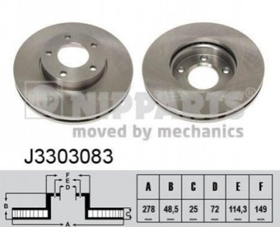 ТОРМОЗНОЙ ДИСК MAZDA 3 1,4/1,6/1,6 TD 16V 03- / 5 1,8/2,0 16V NIPPARTS J3303083