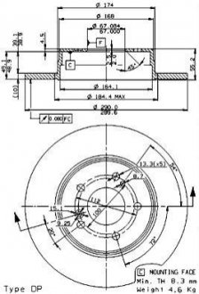 Тормозной диск BREMBO 08.7211.76 (фото 1)