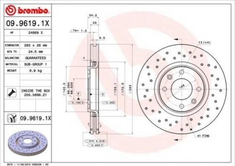 Гальмівний диск BREMBO 09.9619.1X