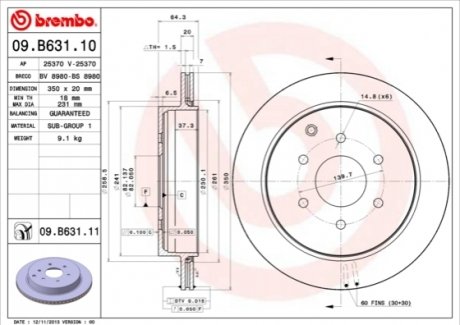 Диск гальмвний BREMBO 09.B631.11