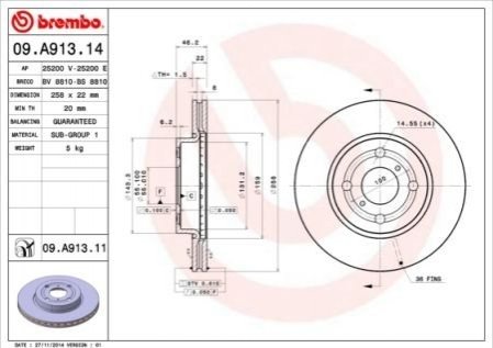 Гальмівний диск BREMBO 09.A913.14