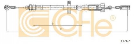 Трос ручного гальма PSA Boxer/Ducato/Jumper 94- 1059/761mm COFLE 1171.7 (фото 1)