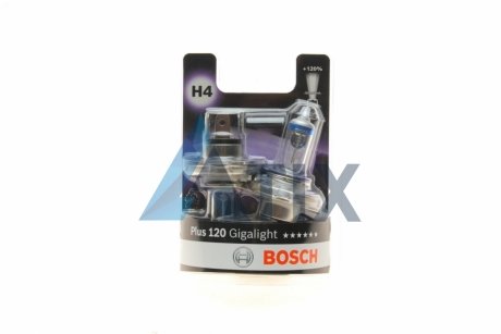 Лампа розжарювання H4 12V 60/55W P43t Plus 120 Gigalight (компл) BOSCH 1987301425