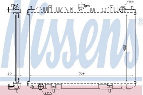 Радиатор NS X-TRAIL T30(01-)2.2 D(+)[OE 21410-8H800] NISSENS 68703A (фото 1)