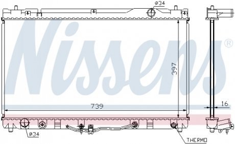 Радіатор охолодження TOYOTA CAMRY (01-) 3.0i AT (вир-во) NISSENS 64633