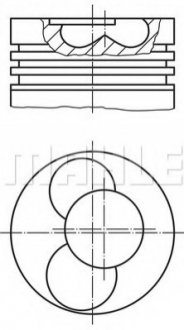 Поршень з кільцями VAG 79.51 1.9TDI AXC/AXB/ASZ/ARL T5 03- (CYL 1-2) TRAPEZ (вир-во) MAHLE / KNECHT 0308600 (фото 1)