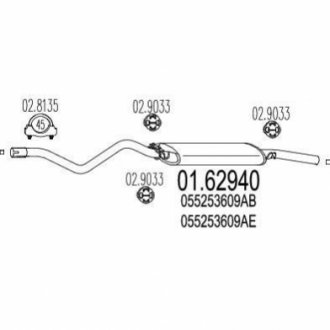 Задняя часть выхлопной системы (Глушитель). MTS 01.62940