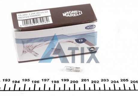 Автолампа T5 W2x4,6d 1,2 W прозрачная MAGNETI MARELLI 003722100000