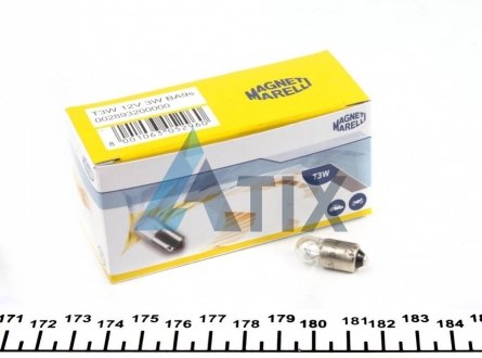 Автолампа T3W BA9s 3 W прозрачная MAGNETI MARELLI 002893200000