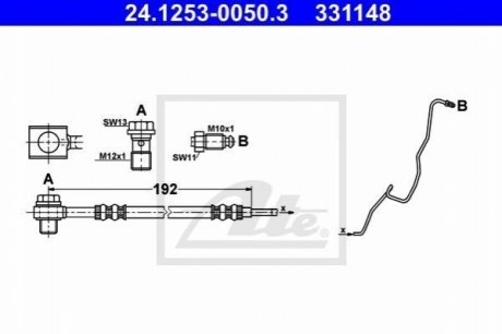 Шланг тормозной задний ATE 24125300503