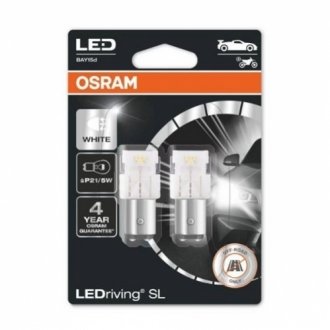 Лампа светодиодная P21/5W 6000K 12V 2,5W BAY15 LEDriving SL белый (2шт.) OSRAM 7528DWP-02B (фото 1)