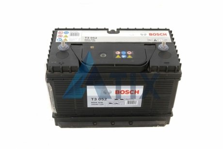 Акумулятор 105Ah-12v (T3052) (330x172x240),L,EN800 клеми тонкі по центру BOSCH 0092T30520