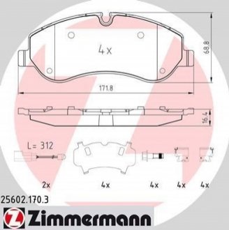 Комплект тормозных колодок ZIMMERMANN 256021703